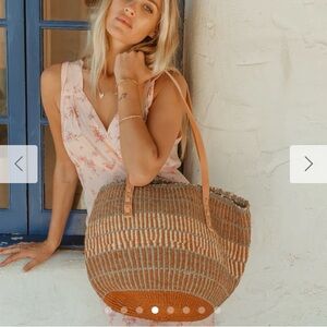 Handwoven Tribal Tote with Leather Straps and Closure